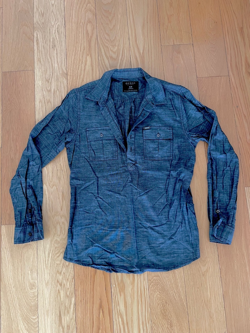 GUESS Men’s Dark Gray Long-Sleeve Dress Shirt